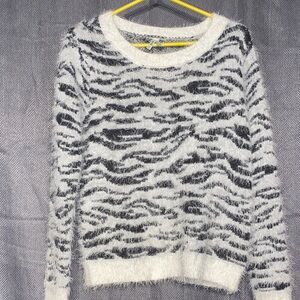 Mudd Zebra Pattern Fuzzy Sweater